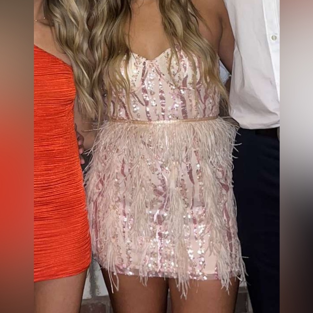 Custom feather mini dress